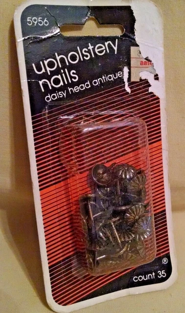 Upholstery Nails Daisy Head Antique Nos Parker Metal #5956 Qty 35 Germany 1985.