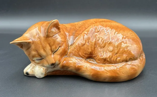 Göbel Katze liegend Goebel Figur Katze Schlafend Porzellan Figur #5000