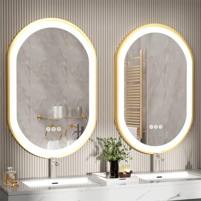 Large Oval Wall Mounted LED Bathroom Mirror Makeup Mirror with Demister Pad
