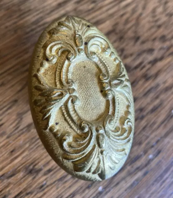 Louis XV Style Antique Brass Door Knob Oval French Pattern Ornate Victorian