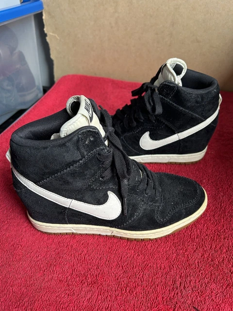 nike dunk sky high mesh black wedge trainers