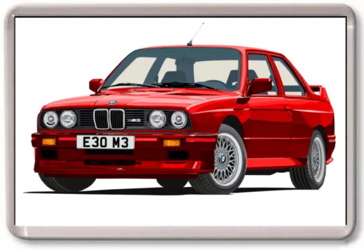 FRIDGE MAGNET -  BMW E30 GRAPHIC CAR ART - 3 series, M3 -  Large