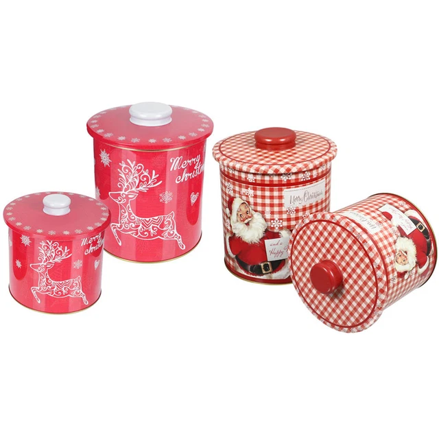 4pcs Runde Weihnachten Dekorative Multifunktionale Weihnachten Cookie Dosen