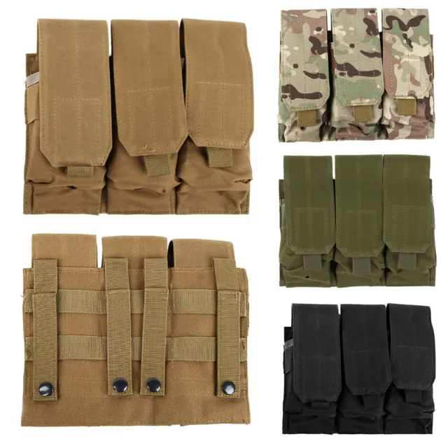 TACTICAL MILITARY TRIPLE Molle Magazine Pouch Rifle Pistol Airsoft ...