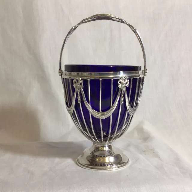 1903 Solid Silver Basket Bowl by Haseler Bros. Chester.  Weight Silver 133.95g.