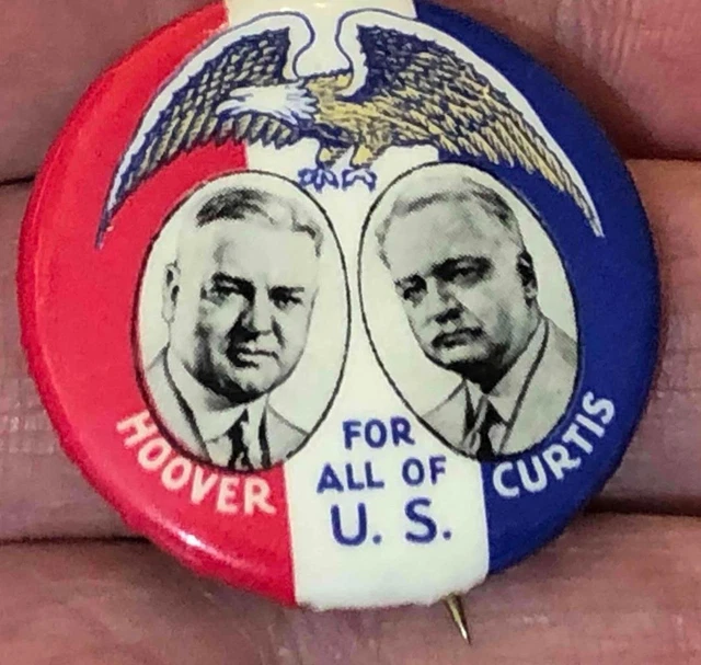 Rare Herbert Hoover - Hoover / Curtis 1928 Presidential Campaign Button
