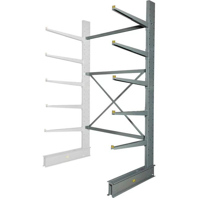 Global Industrial Single Sided Heavy Duty Cantilever Add-On Rack, 2" Lip,