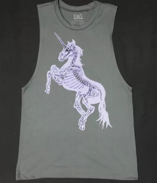 Glow In The Dark UNICORN SKELETON Girls Ladies Muscle Tee-Tank Top T-Shirt NWT