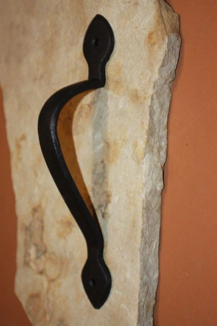 Early Colonial Cast Iron Door Handle Pull, 10 inches long, Rustic Brown, HW-40