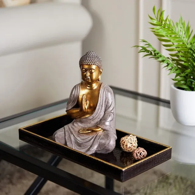 Indiano Tradizionale Resina Dorato IN Meditazione Buddha Statua Per Arredo Casa