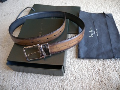 Berluti Berluti Paris Leather-Trimmed Webbing-Jacquard Argent Boucle Ceinture Neuf 95 