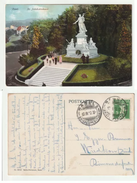 AK / Basel Stadt / St. Jakobsdenkmal 1910 / mit Stempel / A01S06