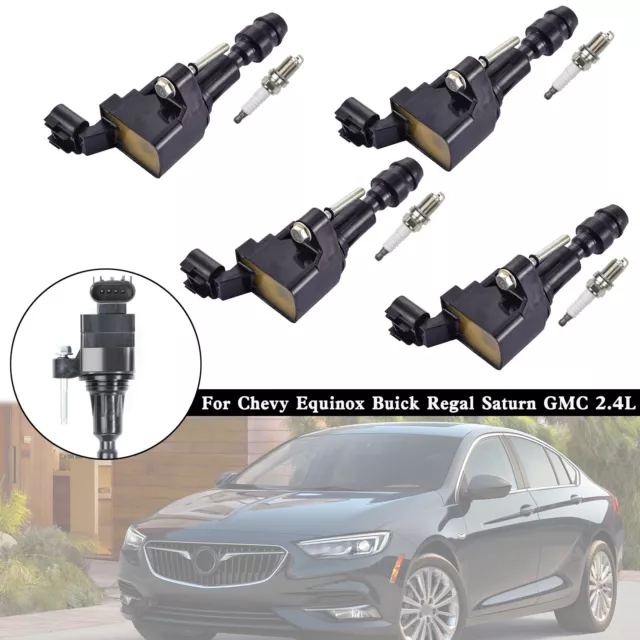 4pcs Ignition Coil +Spark Plug UF491 Für Equinox Buick Regal Saturn GMC 2.4L