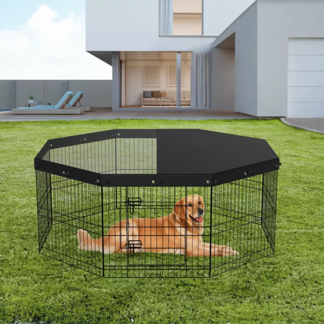 VEVOR Parque para Perros Plegable de Metal 8 Paneles de 61x61 cm con Cubierta