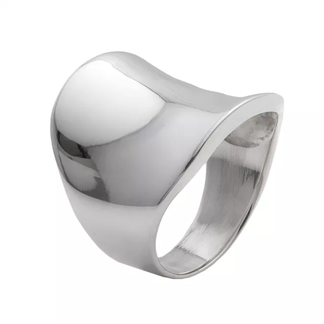 Thumb Ring Solid Sterling Silver Rings 925 Wide Polished Concave Band - Silverly