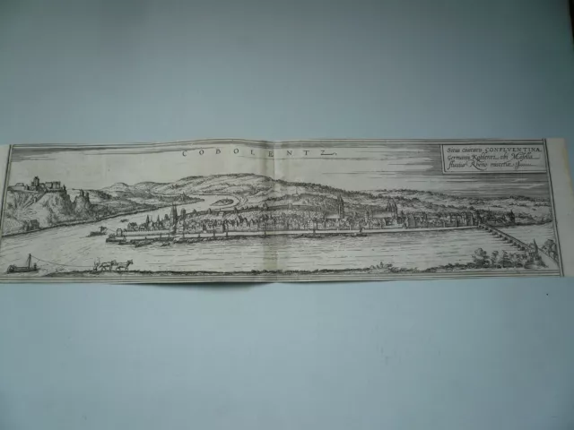 Koblenz, anno 1580, Radierung, Braun /Hogenberg Koblenz. - Panoramaansicht. -