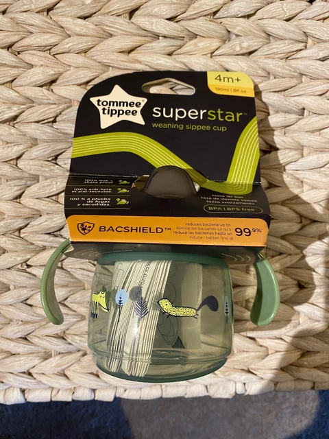 Tommee Tippee Superstar Sippee, Entwöhnungsschluckbecher für Babys, 4m+, 190ml, grün