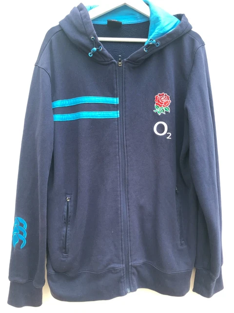 Felpa con cappuccio da rugby ENGLAND blu cerniera intera Canterbury da uomo XL