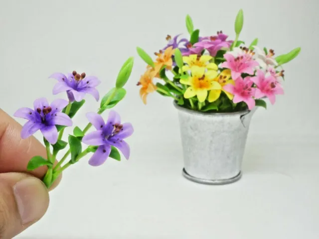 1 pc Miniature Lily Flower Clay Dollhouse Handmade Garden Decoration 1/12
