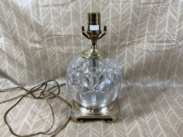 Waterford Cut Crystal Table Lamp w/Brass Base, 24 Tall, 4 1/2 Widest