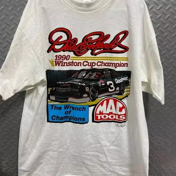 T-shirt Vintage Anni ‘90 Winston Cup NASCAR Drag Racing, Bianca Taglia XL Uomo, Nuova Con Etichetta