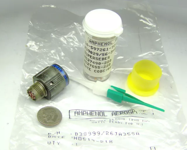 Military Aircraft Fa18 Amphenol D38999/26Ja35Sa Nos Electrical Connector 6 Pin