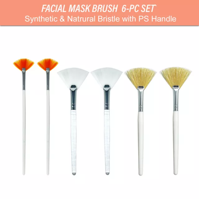 6-Pc Face Mask Fan Brush Set Glycolic Acid Peel Facial Treatments Home DIY Spa