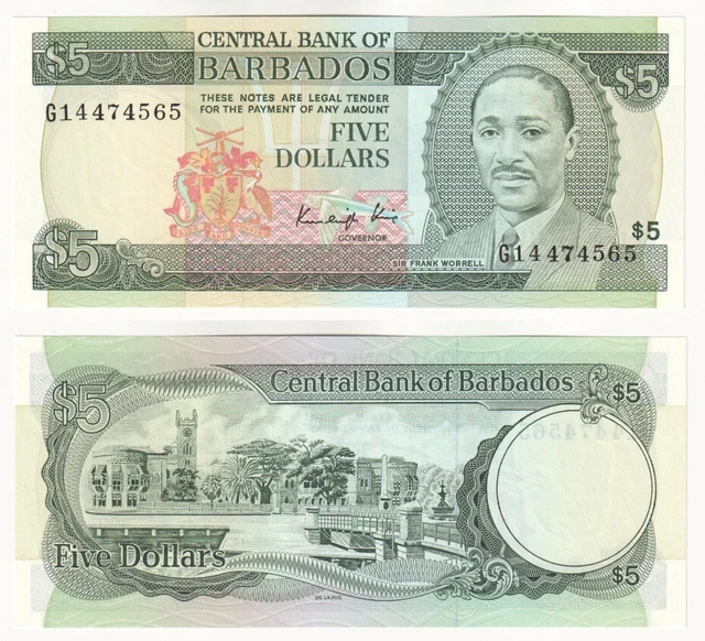 BARBADOS 5 Dollars Banknote (1986) P.37 - UNC