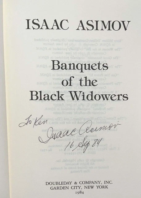 ISAAC ASIMOV / Banquets of the Black Widowers Signed & Inscribed First