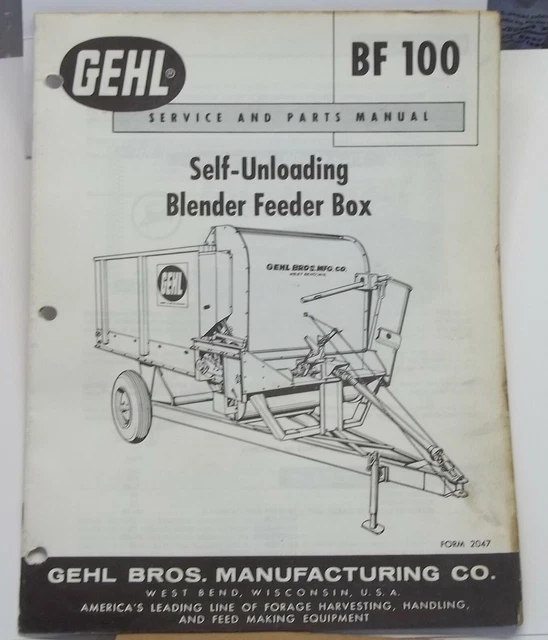 GEHL FARM EQUIPMENT SelfUnloading Blender Feeder Box Service Parts