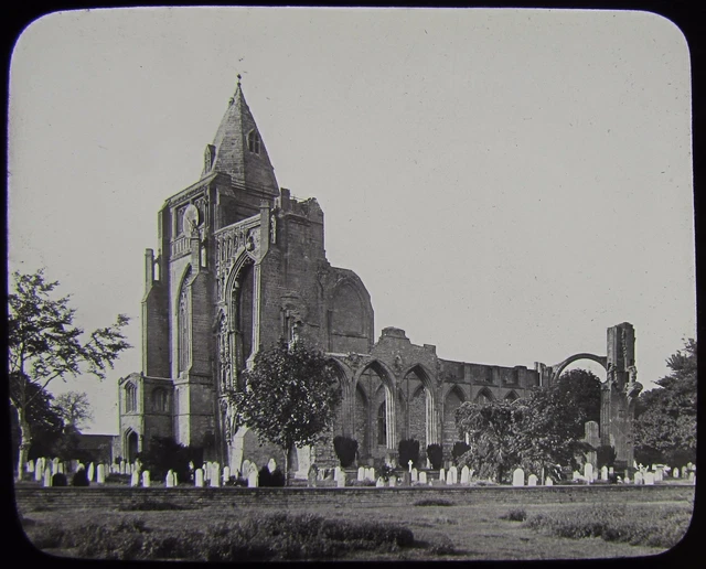 Glass Magic Lantern Slide CROWLAND ABBEY FROM SW C1890 PHOTO ENGLAND