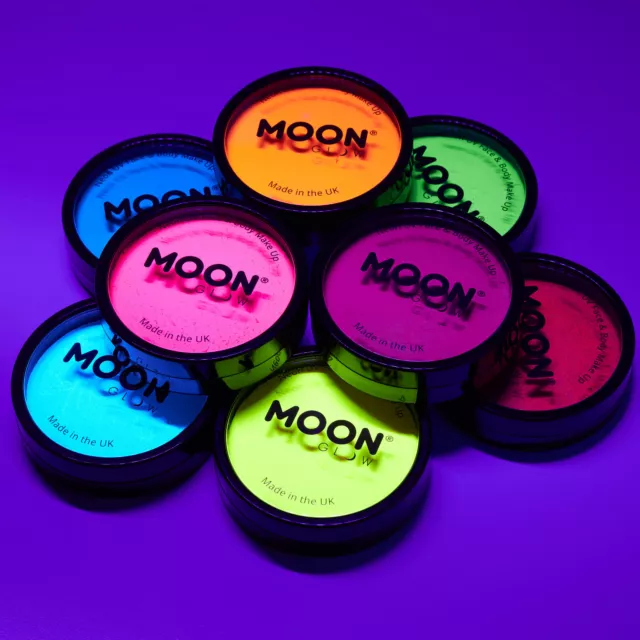 Moon Glow - Vasetti per torta vernice corpo vernice corpo vernice viso UV al neon intensi - 8 colori!