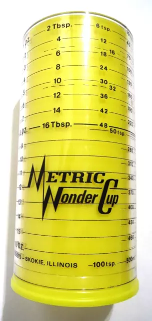 Vintage Milmour Metric Wonder 2 Cup Wet Dry Adjustable Measuring Measure Yellow