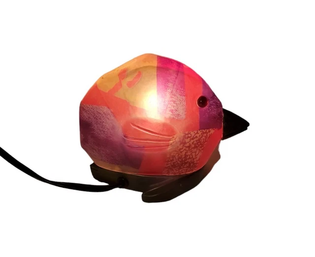 Glass Tropical Angel Fish Accent Lamp Décor Light Brass Accents