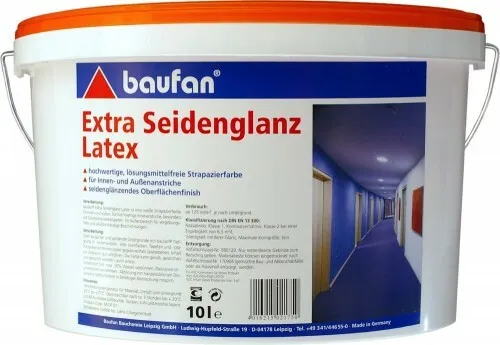 Baufan Extra Seidenglanz-Latex E. L. F. 10L Kunstharz-Dispersionsfarbe, Blanco