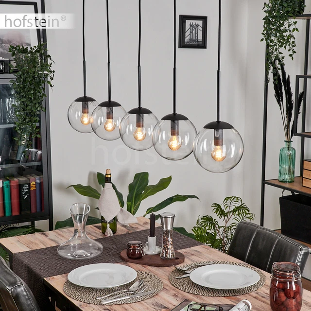 Wohn Ess Zimmer Kugelleuchte Schwarz Glas Klar Hänge Kugel Leuchte Pendel Lampe
