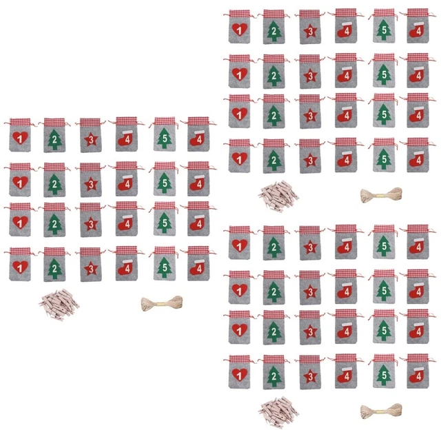 3 Juegos Navidad Cuenta Regresiva Calendario Colgar Cordón Bolsa