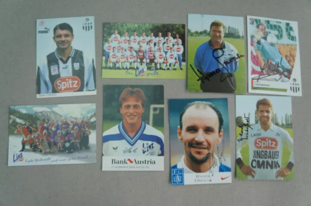 8 Autogrammkarte 6 x orig. sign.  FC Linz  LASK Rapid Wien Skocik Österreich etc