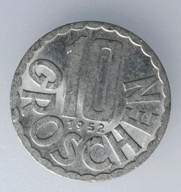Austria 10 Groschen 1952, Imperial Eagle Coin KM# 2878 Inv#A625
