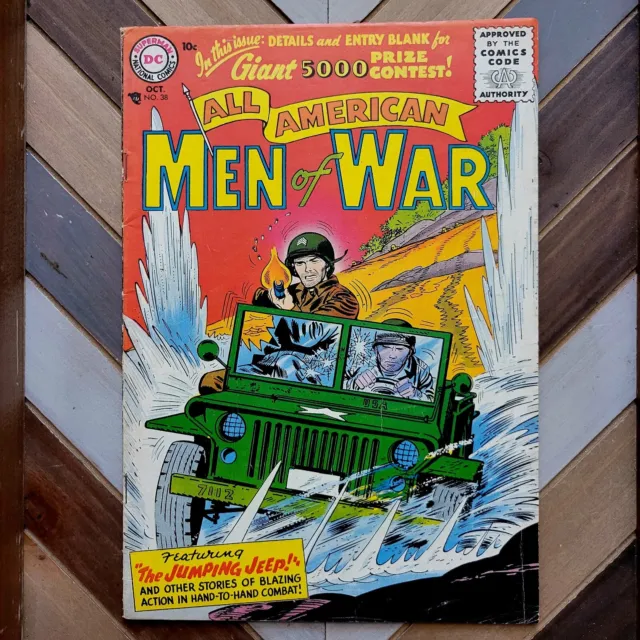 ALL-AMERICAN MEN OF WAR #38 FN- (DC 1956) JUMPING JEEP! Joe Kubert SILVER AGE