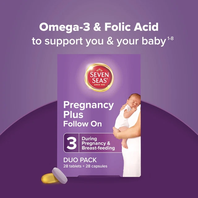 SEVEN SEAS PREGNANCY Plus Follow On Omega3 DHA 21 Vitamins 56 Pills £8