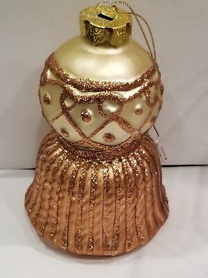 Glass Tassel-look Ornament Silver/Gold and Bronze Lovely Large 5.5" x 3.25" Vint