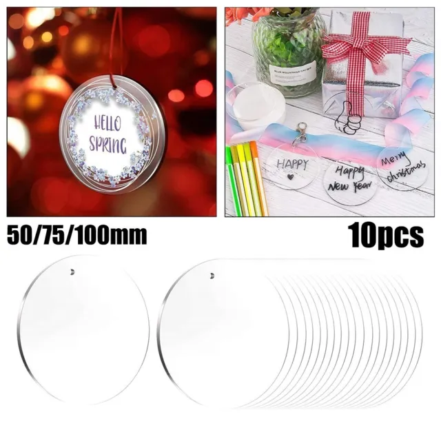Clear Disc Craft Blank Acrylic Bauble&Christmas Tree DIY Round Plate Pendant