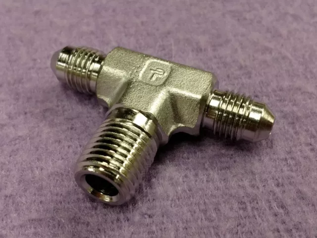 Stainless Steel -- Parker JIC Branch Tee 4-4-4 STX-SS -- 1/4" JIC x 1/4 Male NPT