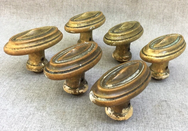 6 antique french door handles knobs lot 19th century solid bronze heavy