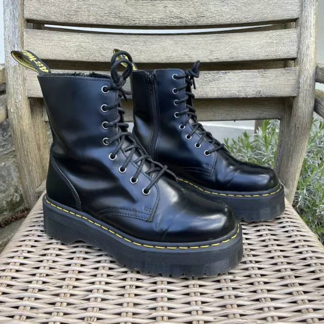 DR MARTENS JADON Platform Boots Smooth Black Leather Zip Size UK 7 EU 41 US 9