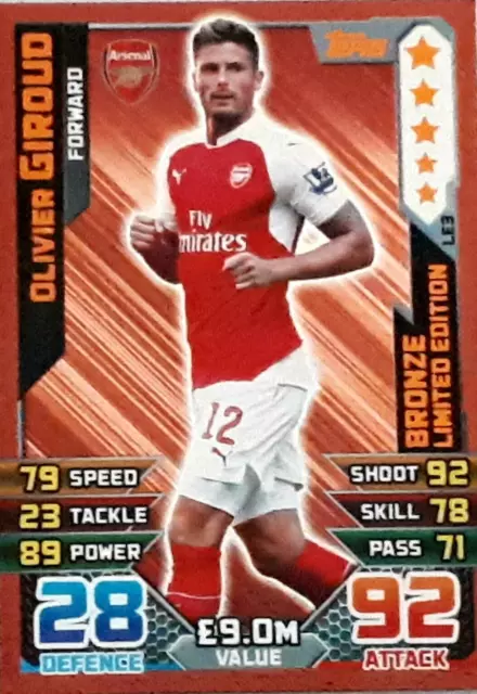 MATCH ATTAX 2015/16 Premier League Olivier Giroud BRONZE LIMITED EDITION LE3B