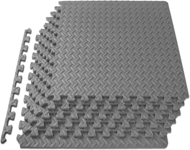 Puzzle Exercise Mat ½”, EVA Interlocking Foam Floor Tiles for Home Gym, Mat for