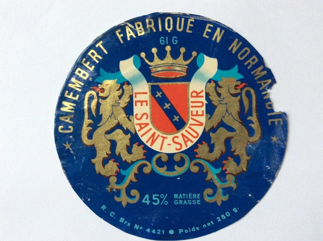 Ancienne étiquette de fromage Camembert Le Saint Sauveur Normandie