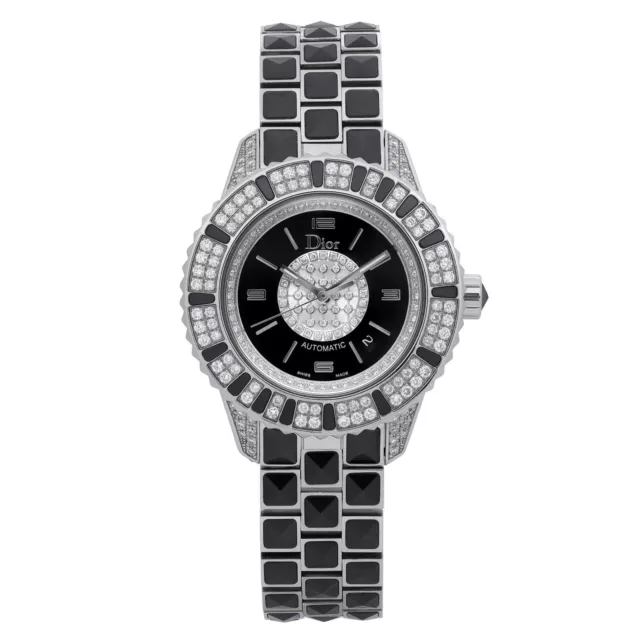 Dior Christal 33mm Steel Ceramic Diamond Black Dial Automatic Watch CD113513M001
